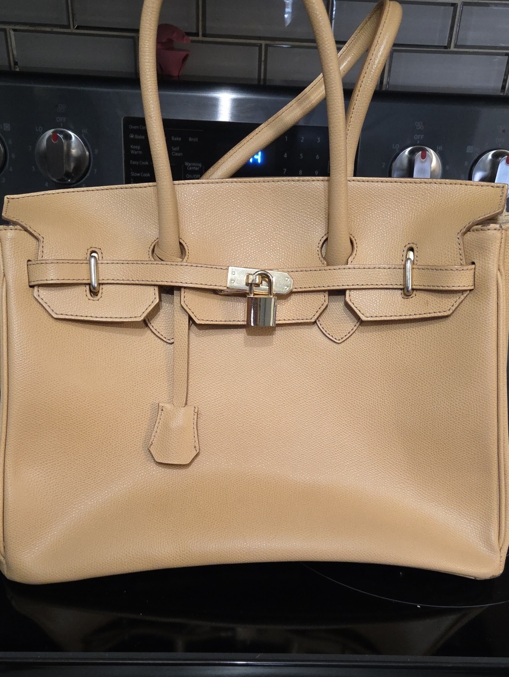 Classic Structured Tote Bag in Beige